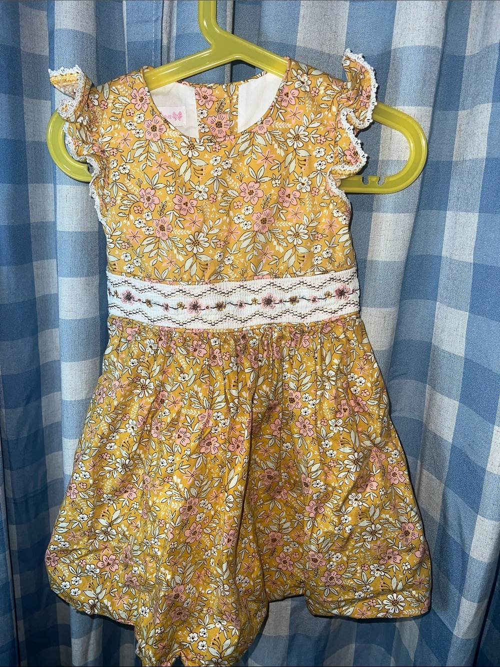 Bonnie Jean - Yellow Floral Baby Dress with Pink & White Accents